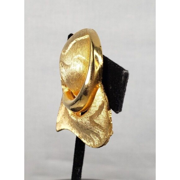 Vintage  JJ Jonetta Heart Brooch Yellow Matte Gold Plated 2"  Brooch - Picture 4 of 9